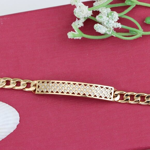 "Rose Gold Bracelet with Diamond Cut Lattice Design, XPBL0945 - Picture 2 of 12